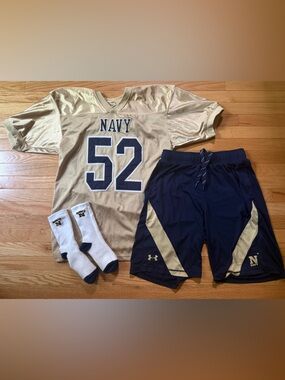 Under Armour Navy USNA Men’s Athletic Jersey & Shorts Football  Set / Large